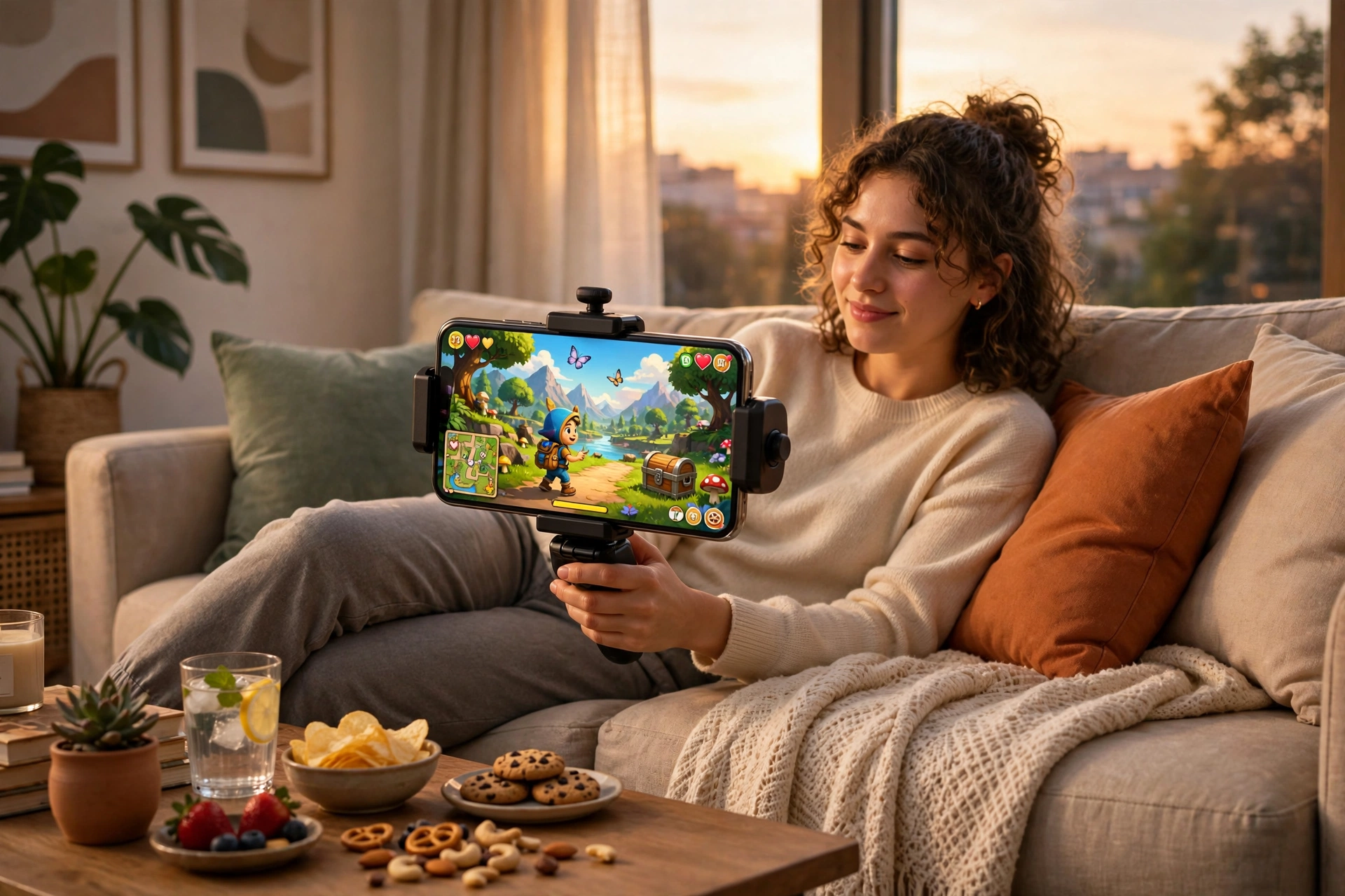 A controller in hand during a mobile and PC gaming session